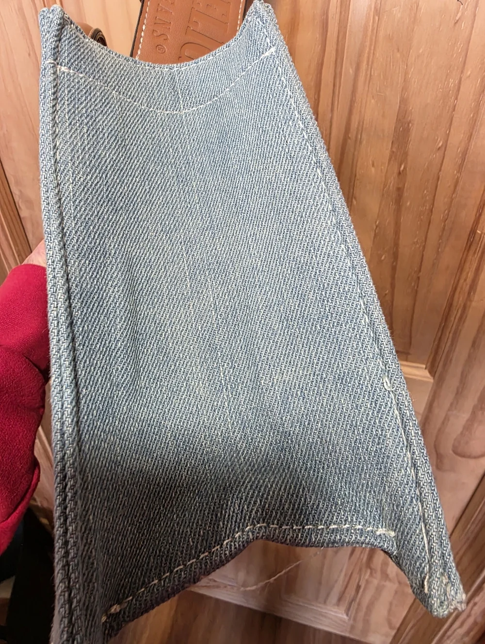 True Religion Denim Messenger Bag in Dark Blue with Brown Trim Brand New